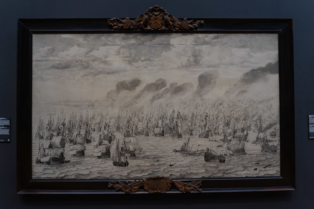 painting of ships at Rijksmuseum in amsterdam