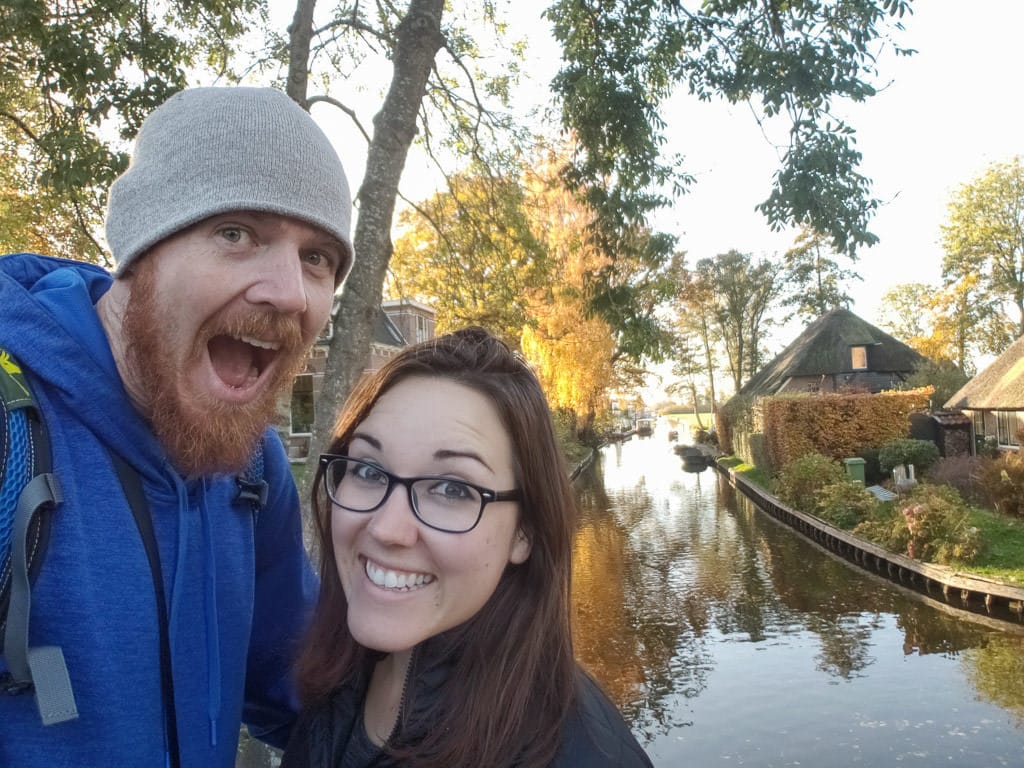 selfie with canals in giethoorne day trip from amsterdam to holland's countryside