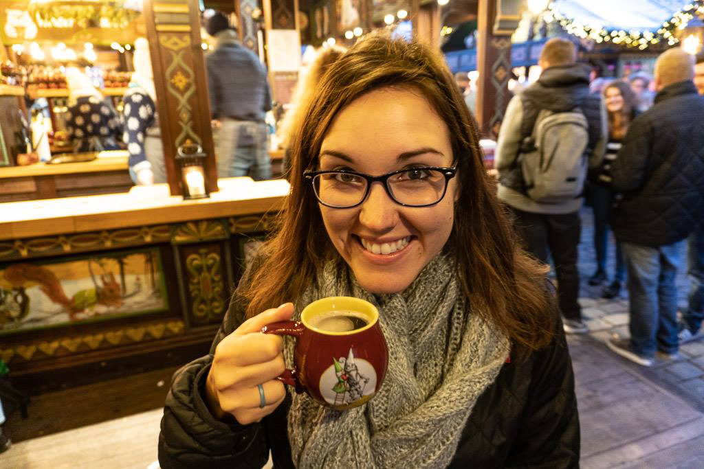 drinking gluhwein at cologne christmas market