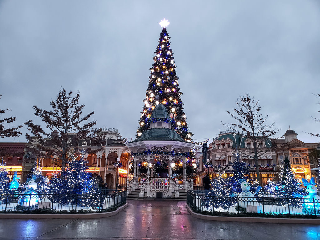 entry to Disneyland Paris near france decorated for christmas