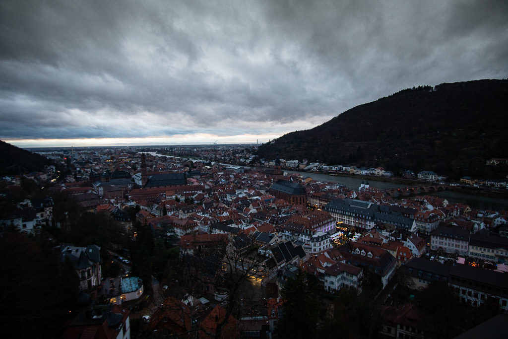 heidelberg germany views from castle at twilight