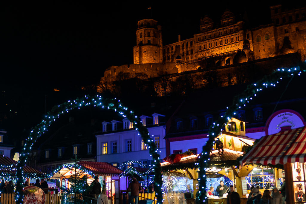 heidelberg christmas market below heidelburg castle in germany