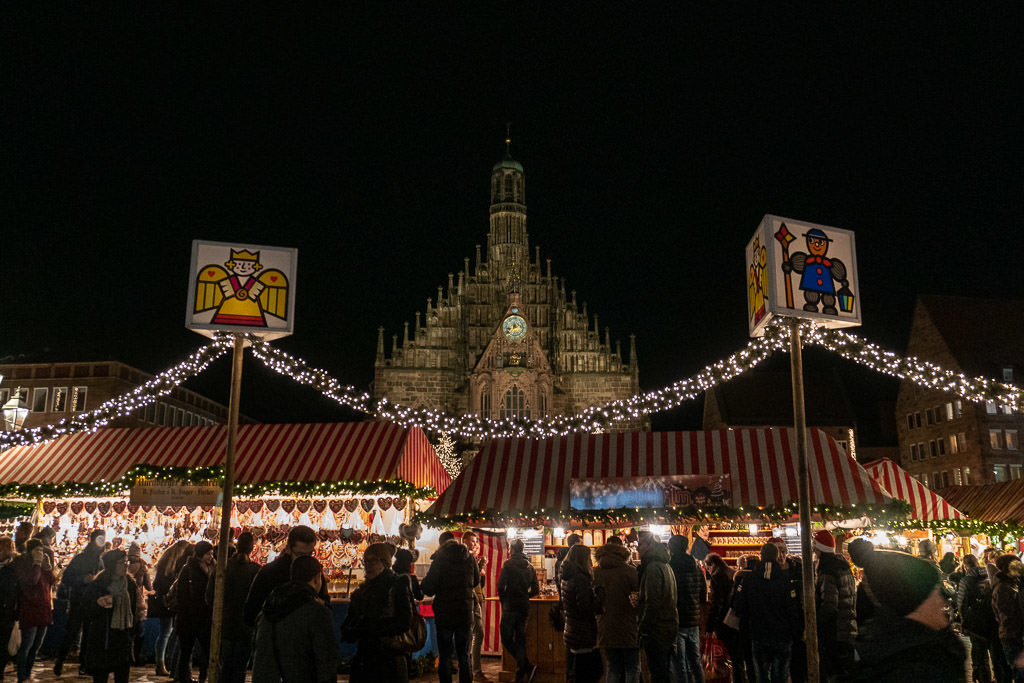 Nuremberg cathedral at christmas market in germany