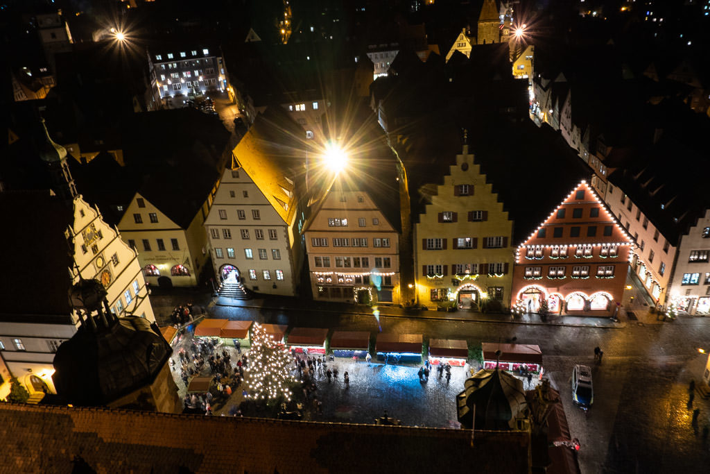 rothenburg christmas markets in germany from tower above