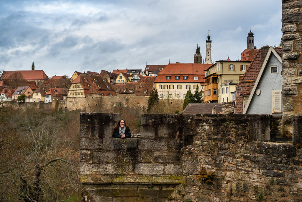 exploring the city walls in rothenburg germany