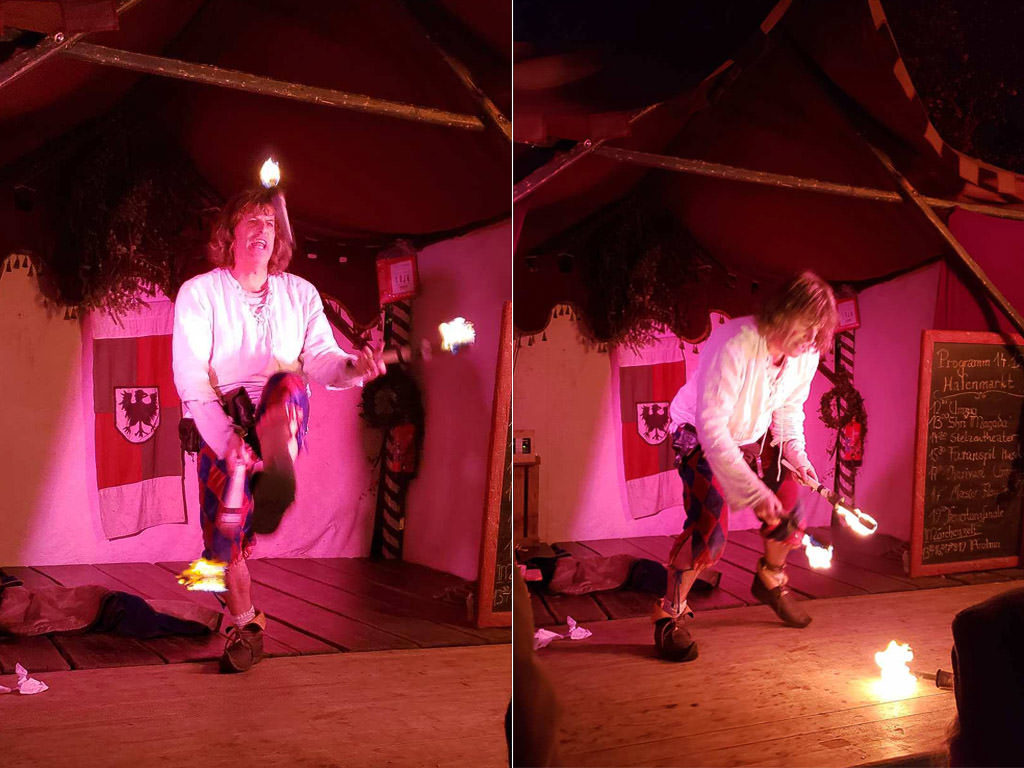 fire juggling esslingen medieval christmas market in germany