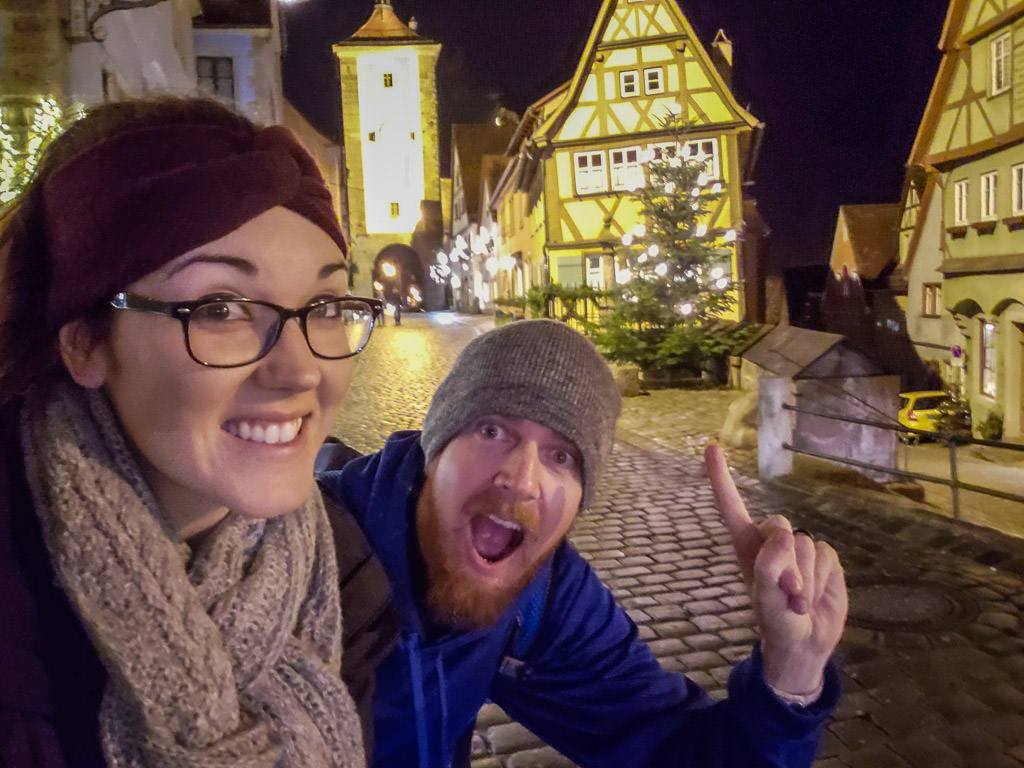 night selfie in rothenburg germany