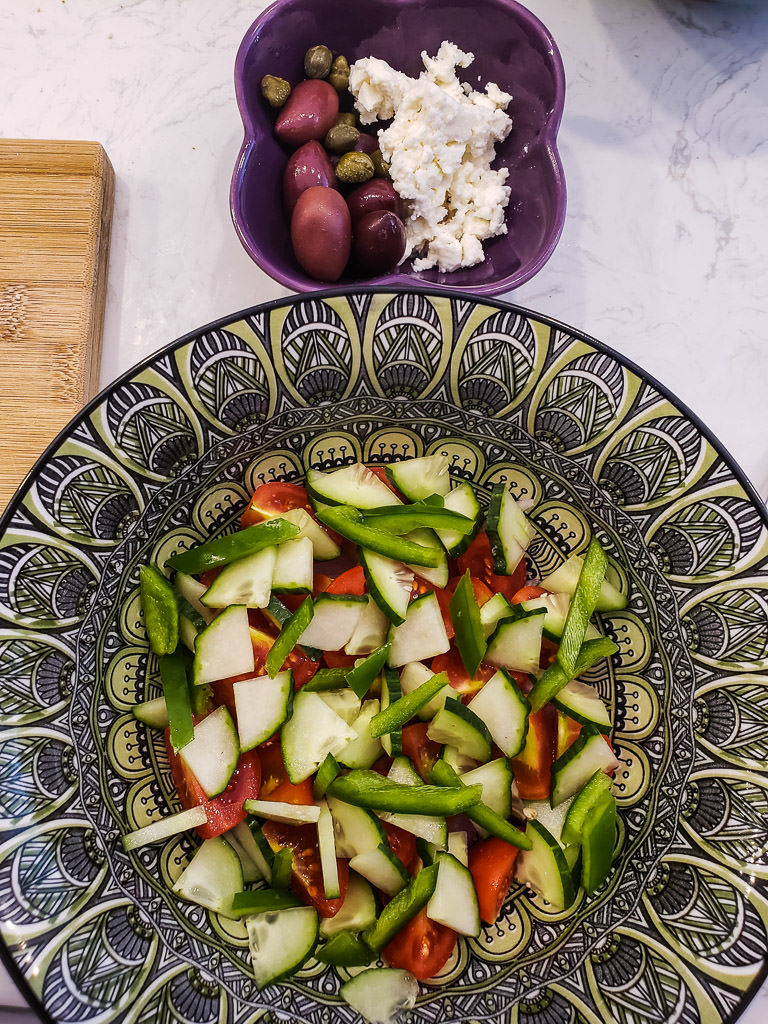 greek salad - petra kouzina greek cooking class santorini