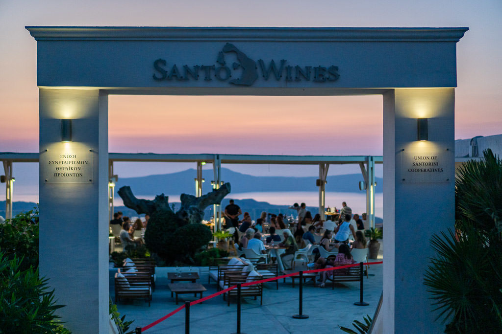 santo winery santorini sunset