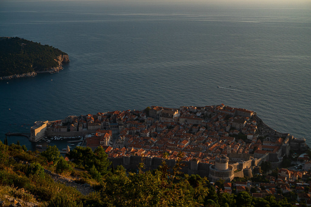 View of Dubrovnik while hiking up Mount Srd