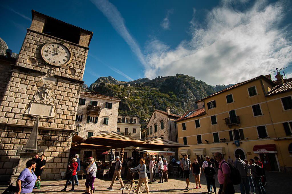 View from Kotor Old Town looking up towards Kotor Fortress.