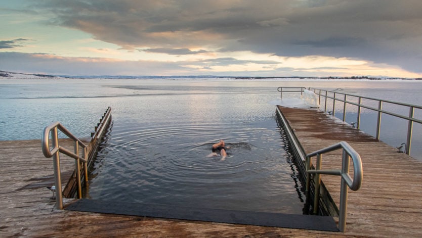 cold lake dip at laugarvatn fontana