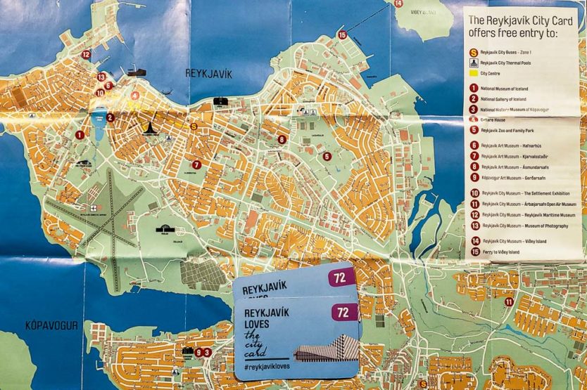 reykjavik city card map and 72 hour city cards