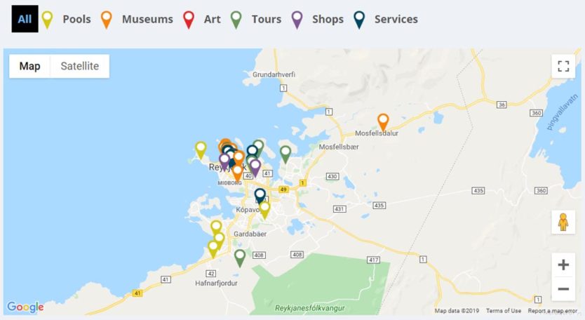 map of reykjavik city card discounts