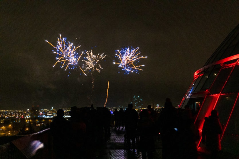 perlan reykjavik fireworks on new year's eve