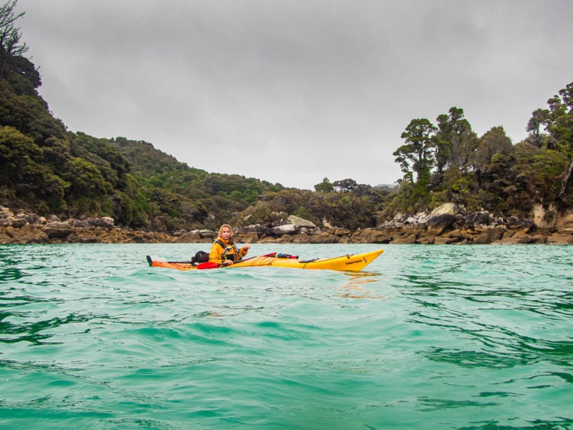 kayaking in shag harbour in abel tasman national park's tonga island marine reserve