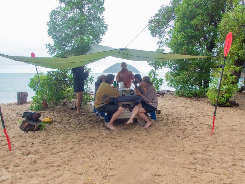 lunch spot on Onetahuti Bay during our Remote Coast Kayaking Tour