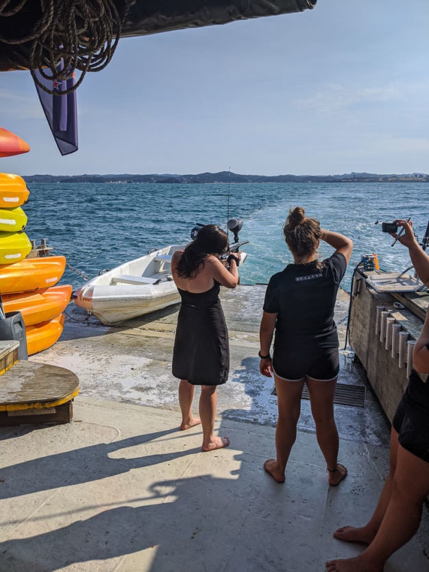 target shooting in bay of islands on the rock overnight cruise boat 