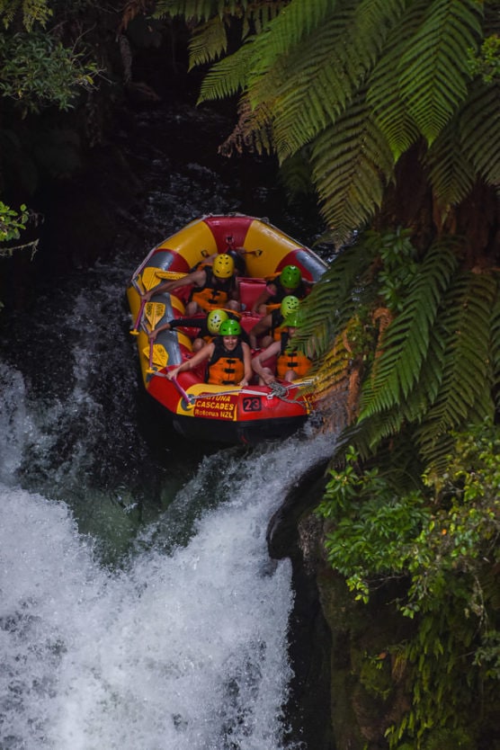 rafting over tutea falls on rotorua rafting trip with kaituna cascades