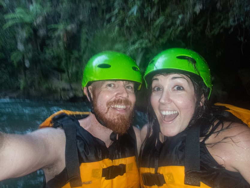 selfie on rotorua rafting adventure with kaituna cascades