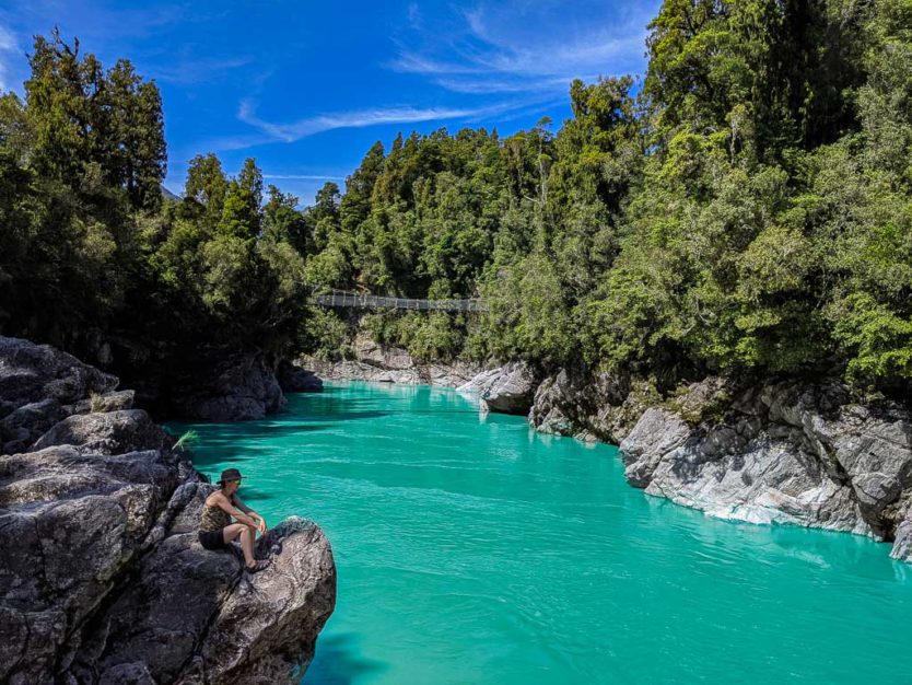 Photoshopped version showing what the photo would look like - Hokitika Gorge when the water was not turquoise due to lack of rock flour in the water due the heavy rains in the days prior