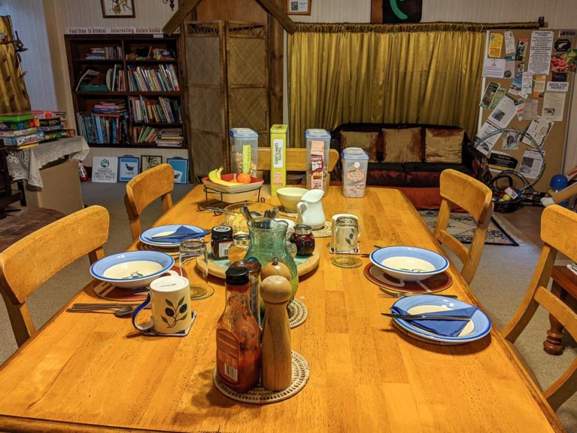 breakfast setup and sitting area at mount tutu eco-sanctuary