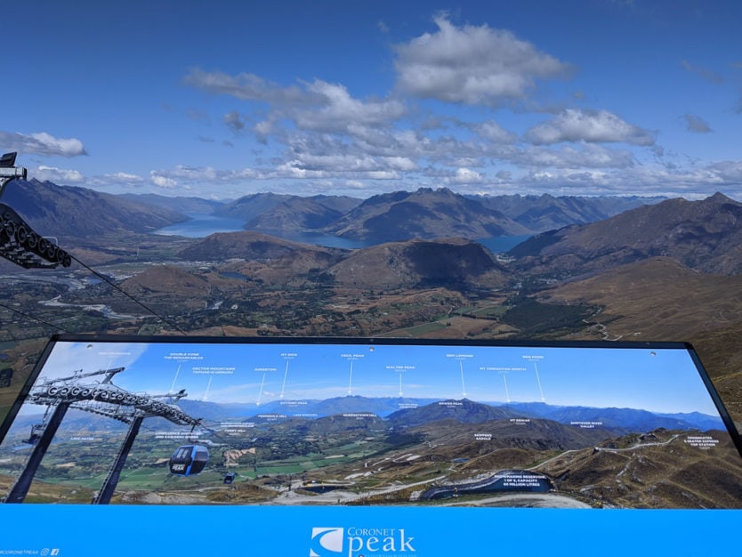 views of queenstown and mountains from coronet peak