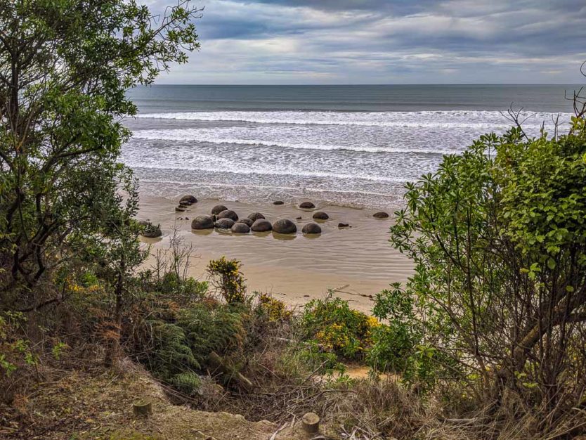 Moeraki Boulders Beach near Dunedin NZ