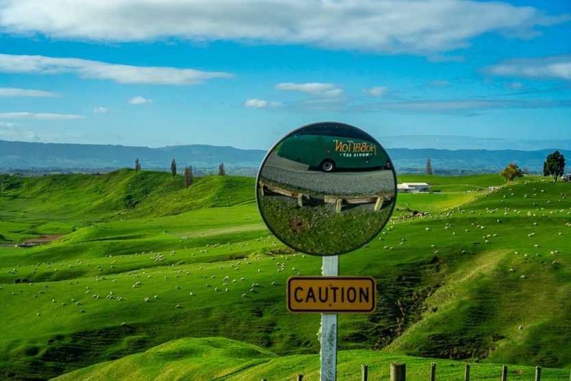 visiting hobbiton in new zealand - bus ride