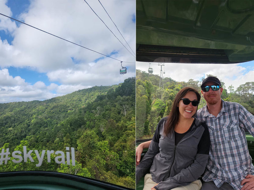 skyrail rainforest cableway couple with views