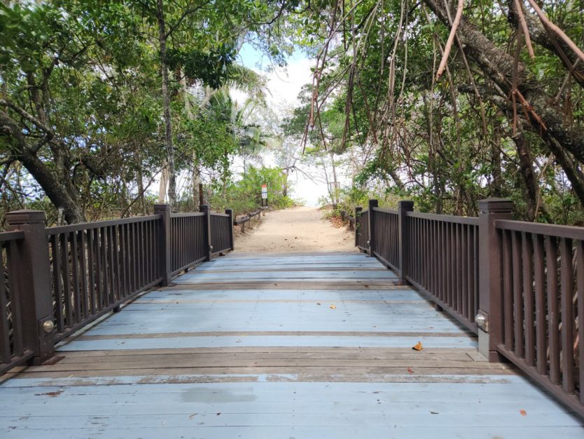 walkway to palm cove beach from pullman resort