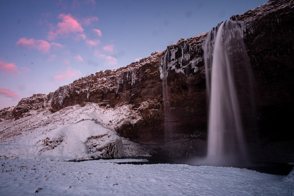 seljalandsfoss  iceland waterfall in winter