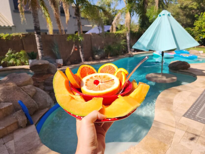 fruit bowl by the pool in phoenix