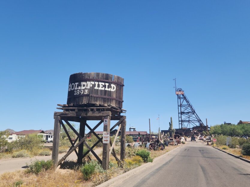 Goldfield Ghost Town entry with water tower