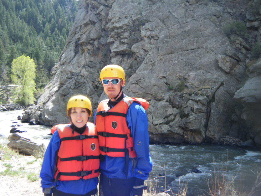 first time whitewater rafting couple in gear